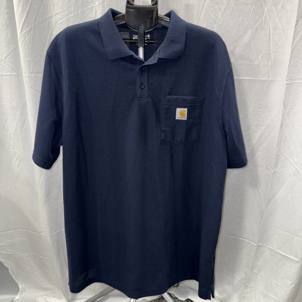 2-Pack Carhartt‎ Men's Loose Fit Midweight Pocket Navy Blue Polo Size:2XL